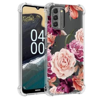 Imagem de Sidande Capa para Nokia G400, NokiaG400 5G TA-1530 Capa para meninas e mulheres, capa protetora fina de TPU flexível e floral transparente para Nokia G400 5G flor roxa