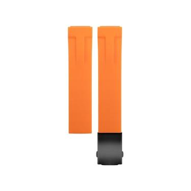 Imagem de ORFKMF Pulseiras de relógio de 21 mm para Tissot T048.417 Pulseira de relógio T-Race T-Sports pulseira de borracha macia à prova d'água pulseira de silicone de 20 mm (cor: fivela laranja preta,