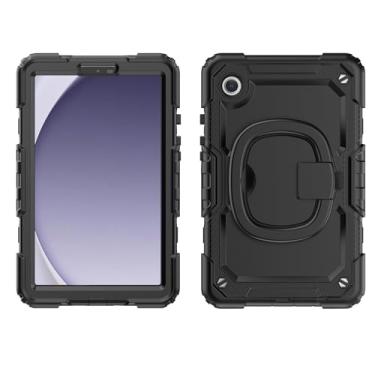 Imagem de Estojo protetor Capa de TPU à prova de choque resistente para Samsung Galaxy Tab A9 8,7 polegadas modelo 2023 (SM-X110/SM-X115) Capa infantil, alça giratória de 360 ​​graus, suporte com protetor de te
