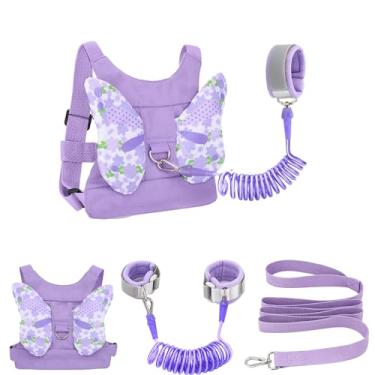 Imagem de Coleira infantil + pulseira antiperda de pulso infantil cinto de segurança infantil pulseira de caminhada assistente cinto para menina rosa (roxo)