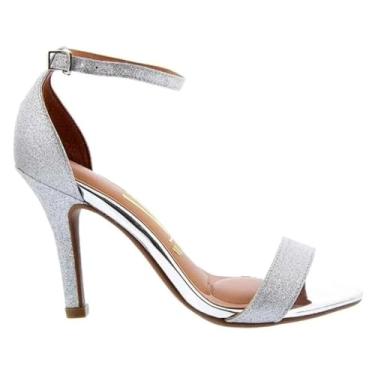 Imagem de Sandália Feminina Vizzano – Salto Fino, Calcanhar Fechado, Mini-Shine Prata