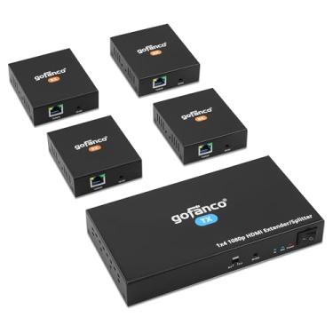 Imagem de gofanco Extensor divisor HDMI 1080p 1x4 sobre cabo Ethernet CAT5e/6/7 - até 50 m, saída local HDMI, PoC, EDID, extensão IR, áudio 5.1/7.1ch, montável, 1 entrada 4 saídas (HDExt4P-Pro, v2.0)
