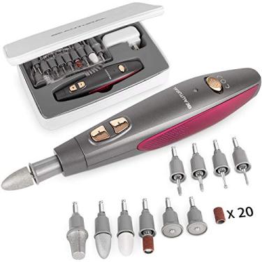 Imagem de BEAUTURAL Kit profissional de manicure e pedicure, máquina de broca elétrica atualizada, 10 acessórios mais 20 faixas de lixamento, conjunto de lixa de unha elétrica, ferramentas de mão para pés e