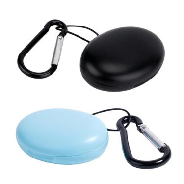 Imagem de XIHIRCD 2 capas de transporte de tampão de ouvido, chaveiro, oval, portátil, capa para fone de ouvido, suporte de fone de ouvido, organizador de fones de ouvido, mini estojo de armazenamento para