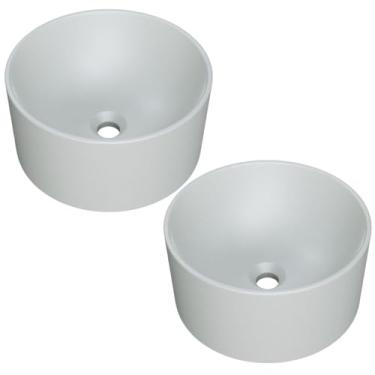 Imagem de Kit 02 Cubas de Apoio Redonda Para Banheiro Lavabo C01 BL30W Cinza Matte Fosca - Lyam