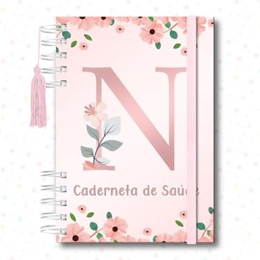Imagem de Caderneta de Saúde da Criança, Caderno de Vacinação, Alfabeto Floral Rosa, 118 Páginas, 21,5 x 15,5 cm (N)
