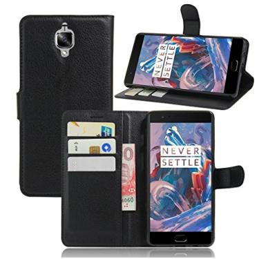 Imagem de Capa carteira OnePlus 3/3T, carteira flip de couro PU premium com compartimento para cartão, suporte e fecho magnético [capa interna à prova de choque de TPU] Compatível com OnePlus 3/3T