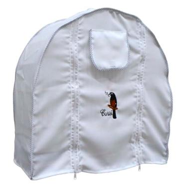 Imagem de Capa de Tecido Branca Bordada para Gaiola de Curió Número 5 Evitando Contato Anti Stress Anti Sujeira Proteção para o Pássaro