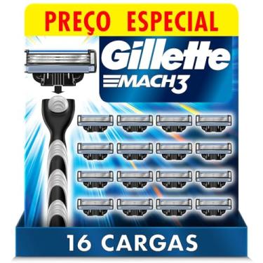 Imagem de Gillette Mach3 Carga para Aparelho de Barbear Recarregável com 3 Lâminas Afiadas por Mais Tempo, 16 Uds