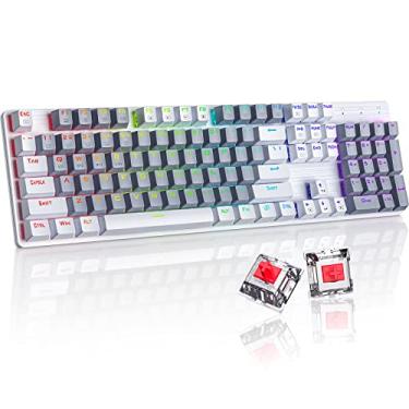 Imagem de Teclado mecânico para jogos com retroiluminação RGB de 104 teclas, 2,4 G/USB-C/Bluetooth, programável, teclas PBT, recarregável