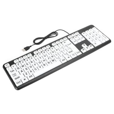 Imagem de Teclado para Idosos Com Baixa Visão e Teclas Com Letras Grandes Com Fio USB (Preto)