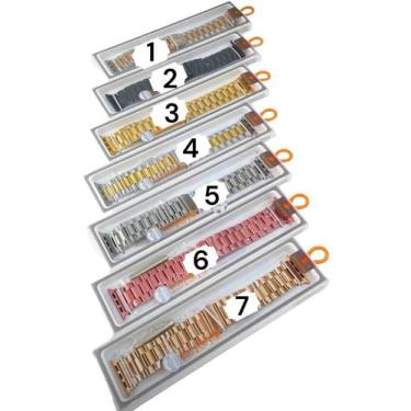 Imagem de Pulseiras Em Aço Inox Elos 3 Bandas Goma Para SmartWatch 38/40/41mm e 