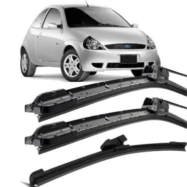 Imagem de Kit Palhetas Silicone Limpador Parabrisa 19" 16" 12E" Ford Ka 2002 À 2
