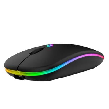 Imagem de Mouse Recarregável Sem Fio Wireless Com Led Rgb Ergonômico - Kapbom