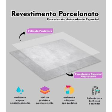 Imagem de Piso Porcelanato Painel Placa Adesivo Lavável Para Chão e Revestimento