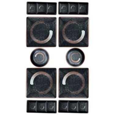 Imagem de Aparelho de Jantar Oriental Preto em Melamina Jogo 10 peças - Fx