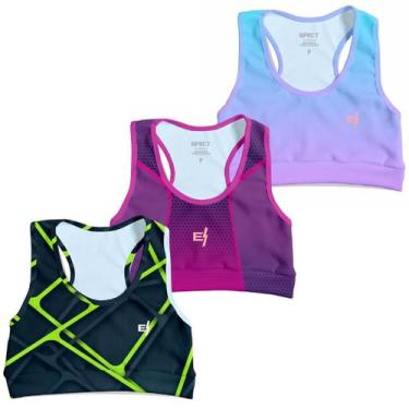 Imagem de Kit 3 Cropped Academia Feminino Fitness Top Treino Confortável Estampa