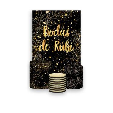 Imagem de Painel De Festa Vertical 1,50 x 2,20 + Trio De Capas Cilindro - Efeito