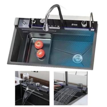 Imagem de Cuba Gourmet Inox Premium Pia Torneira Cascata Mangueira Cozinha Dispe