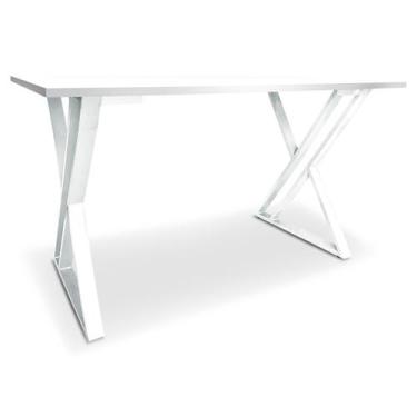 Imagem de Mesa P/ Escritório Jantar Gamer Tampo 1,00x0,60 Qatar Branco/Branco - 