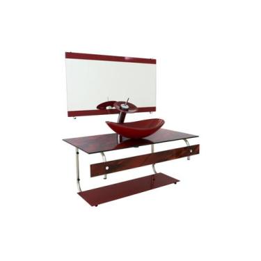 Imagem de Gabinete de vidro para banheiro 90cm it inox com cuba oval mármore ave