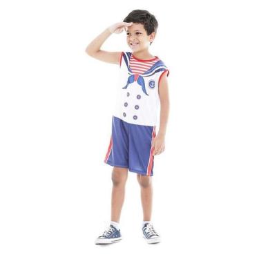 Imagem de Fantasia de Marinheiro Infantil Curta Regata - Global Fantasias, P 2 -