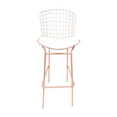 Imagem de Banqueta BERTÓIA cor Rosé fosco assento branco tubular altura 70cm - P