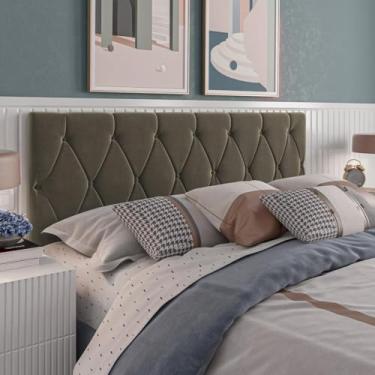 Imagem de Cabeceira Estofada Capitone para Quarto Casal 1.40 Espuma D12 Tecido Suede (Marrom)