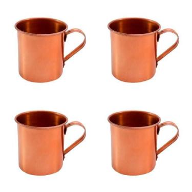 Imagem de Kit 4 Canecas Em Alumínio Estilo Moscow Mule Decor - Cobre - Retrofenn