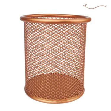 Imagem de Porta Lapis Caneta Aramado Redondo Rose Gold 10cm - Markys Store