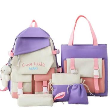 Imagem de Kit Mochila Escolar Juvenil Com 5 Itens Chaveiro Ursinho - Mormino, Ro