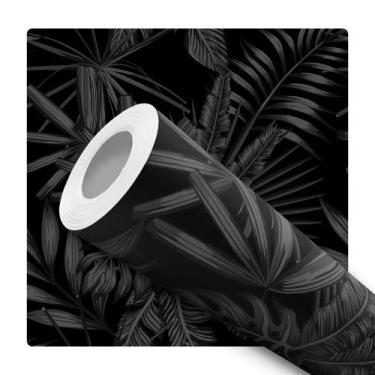 Imagem de Papel de Parede Adesivo Preto Cinza Costela de Adão Folhagem Moderno Q