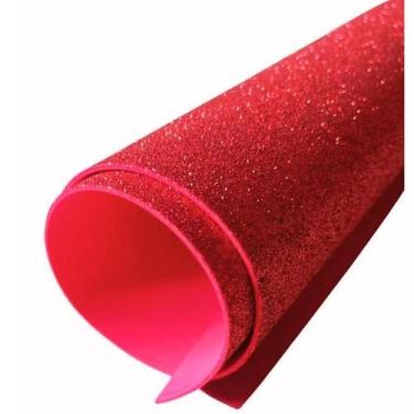 Imagem de Kit 5 Folhas Eva Vermelho Glitter Textura Homogênea Lavável - Biatex