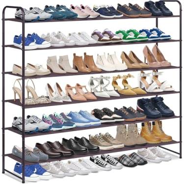 Imagem de KIMBORA Sapateira longa de 6 camadas para armário, organizador de sapatos de armário amplo, prateleira de tênis resistente para chão, quarto, 42 pares (Bronze)