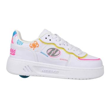 Imagem de HEELYS Tênis feminino Rezerve Fn Guess (criança pequena/adulto) com salto com rodas, Branco/Multi, 8 Big Kid
