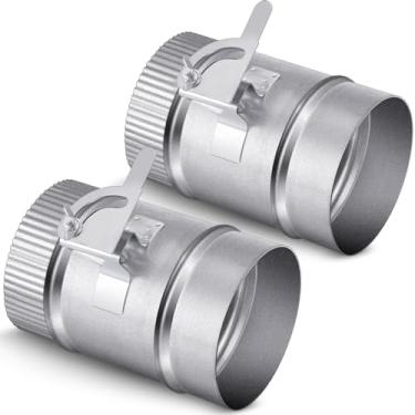 Imagem de Therwen Amortecedor de volume manual de duto HVAC com manga amortecedor de fluxo de ar HVAC amortecedor de fluxo de ar balanceamento de ar HVAC para exaustores, ventiladores (4 polegadas, 2 peças)