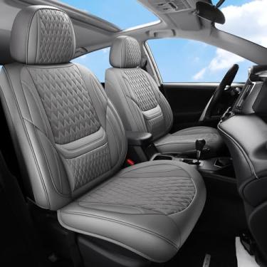 Imagem de Capas de assento de carro, capas de assento de carro de couro, capas de assento automotivo 2 assentos frontais, adequadas para a maioria dos carros, SUVs, sedãs, hatchbacks, crossovers