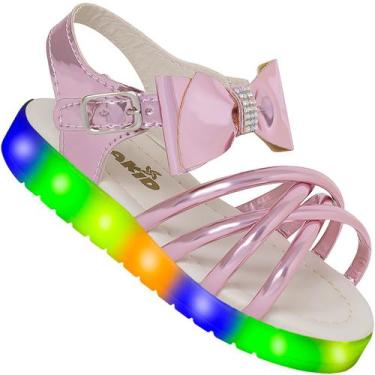 Imagem de Sandalia Infantil Menina Com Led Colorido Confortavel - Beakid, Rosa, 