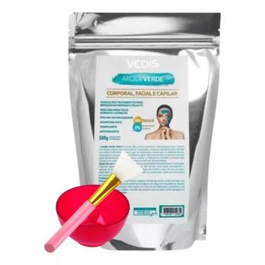 Imagem de Argila Verde Para Cuidados Facial Corporal Em Pó 500g - Vedis