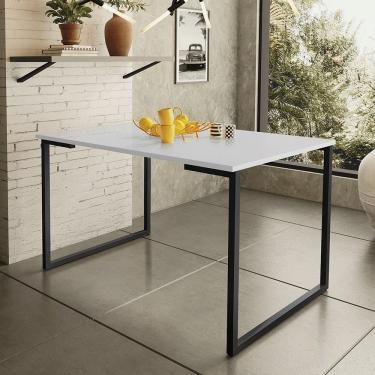 Imagem de Mesa De Jantar Steel Estilo Industrial Pés De Aço 120x80cm Preto/branco