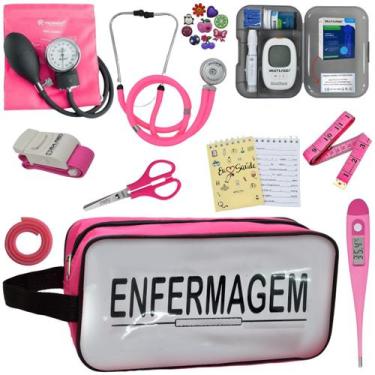 Imagem de Kit de Enfermagem Aparelho de Pressao Estetoscopio Necessaire Transpar