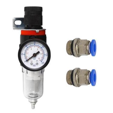 Imagem de Filtro Regulador Ar 1/4 + Conexão Engate Rápido 6mm (Kit 3) - BRP