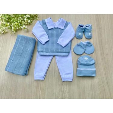 Imagem de Saída de maternidade em tricot Sanches Baby 7 peças completa - Dinhos 
