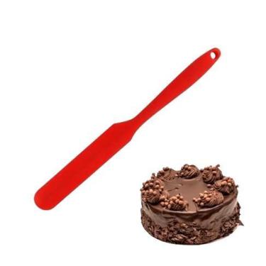 Imagem de 1 Espátula De Confeiteiro Em Silicone Vermelho Para Bolos 24,5cm - Em 