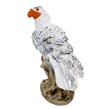 Imagem de Mini Gavião no Tronco Águia Branca Albino 22cm Resina - LZ Decorações