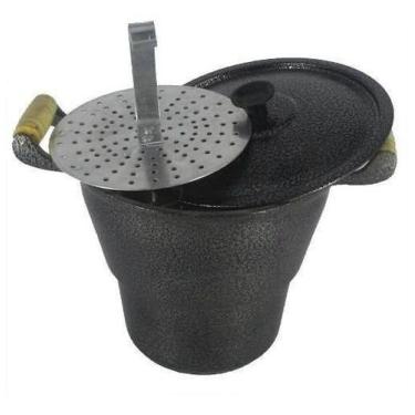 Imagem de Cuscuzeira Preto Panela Cuscuzeiro 20 cm Coado e Tampa Aluminio Fundid