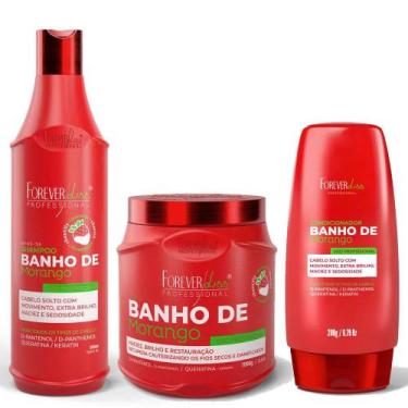Imagem de Kit Banho de Verniz Morango Brilho Profissional Forever Liss - Forever