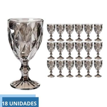 Imagem de kit 18 Taça Diamante Cinza Metalizada 340ml Água Suco Drinks - PRATICA