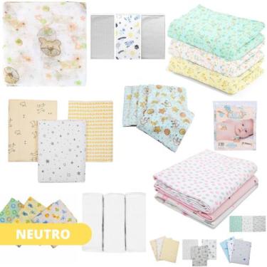 Imagem de Kit Enxoval 24 Peças Bebe Maternidade 15 Fraldas De Pano 3 Pano de Boc