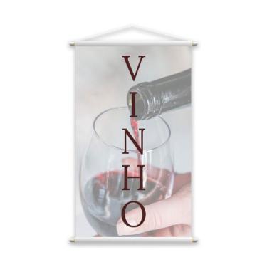 Imagem de Banner Vinho Tinto Bebida Uva Taça de Vidro Lona 80x50cm - PlimShop